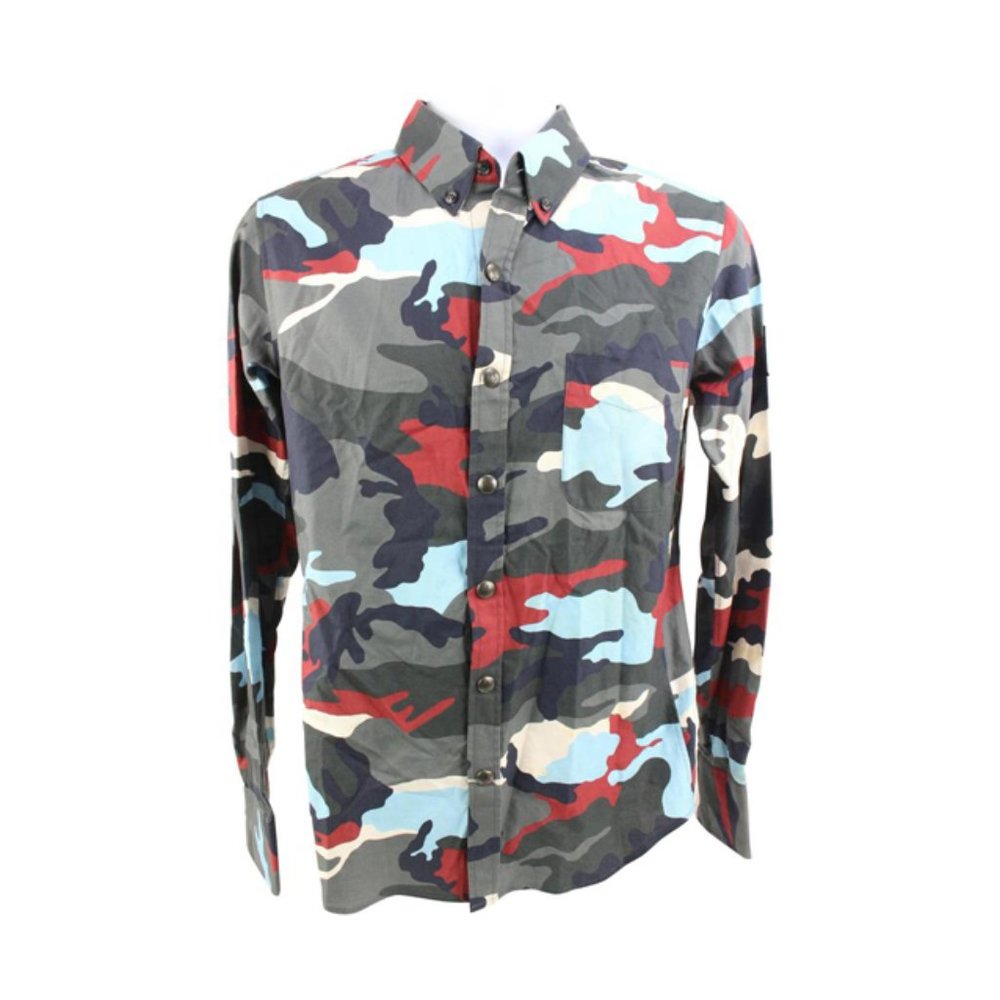Moncler Gamme Bleu Small US Multicolor Camouflage Longsleeve Button Down  24mo71
